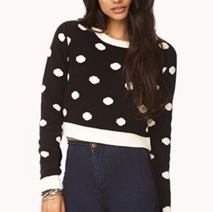 NWT Forever 21 polka dot crop top sweater